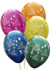 Шар латекс 35см с обработкой, "С днем рождения", длительный полет