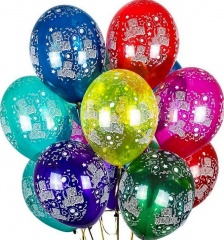 Шар латекс 35см с обработкой, "С днем рождения", длительный полет