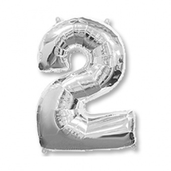 Шар фольга Цифра 2 40"/102см "Silver"