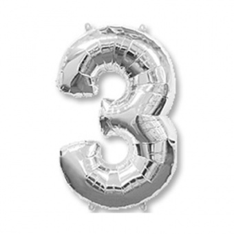 Шар фольга Цифра 3 40"/102см "Silver"