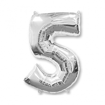 Шар фольга Цифра 5 40"/102см "Silver"