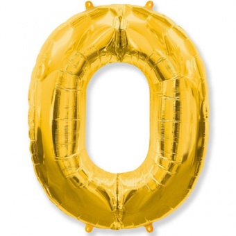 шар фольга цифра 0 40"/102см "Gold"