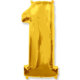 шар фольга цифра 1 40"/102см "Gold"