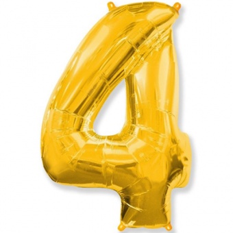 шар фольга цифра 4 40"/102см "Gold"