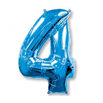 Шар фольга Цифра 4 40"/102см "Blue"