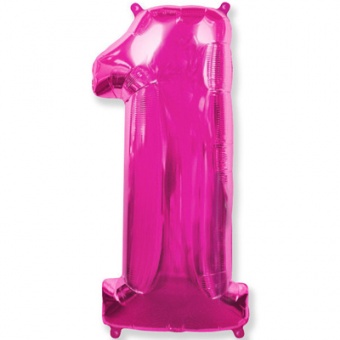 Шар фольга Цифра 1 40"/102см "Fuchsia"