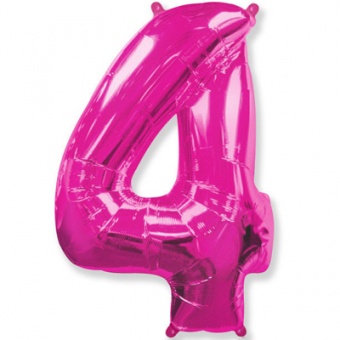 Шар фольга Цифра 4 40"/102см "Fuchsia"