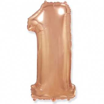 Шар фольга Цифра 1 40"/102см "Rose Gold"