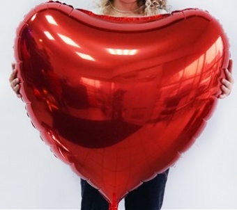 Шар фольга "Сердце" 36D металлик Red