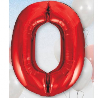 Шар фольга Цифра "0 Red"