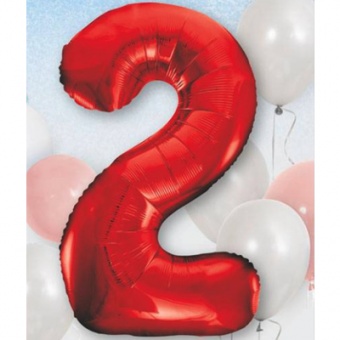 Шар фольга Цифра "2 Red"