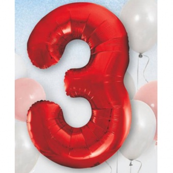 Шар фольга Цифра "3 Red"