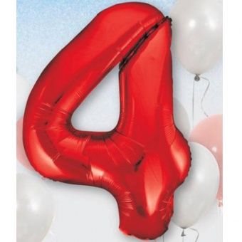 Шар фольга Цифра "4 Red"
