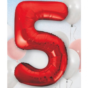 Шар фольга Цифра "5 Red"