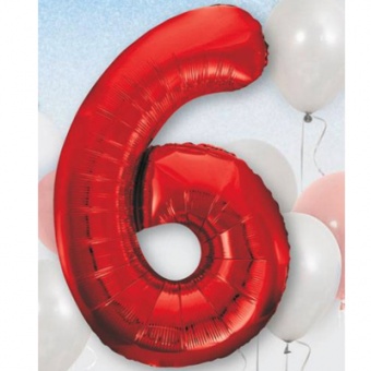 Шар фольга Цифра "6 Red"