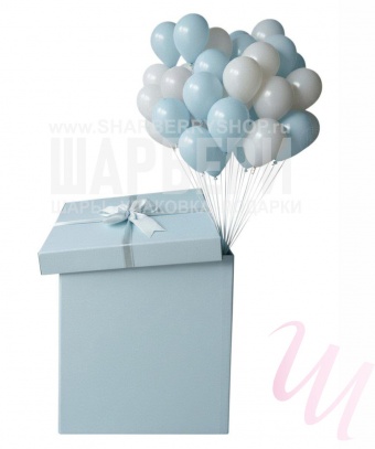Коробка 60*60см с шарами, Голубая 