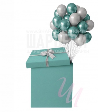 Коробка 60*60см с шарами, Мятная