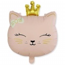 Шар фольга фигура "Кошечка с короной"