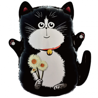 Шар фольга фигура "Кот с ромашками"