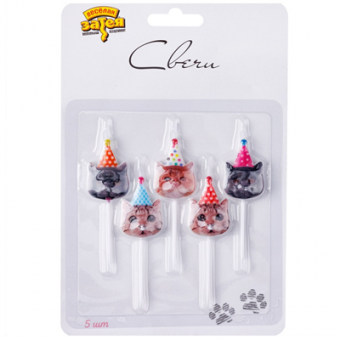 Свечи на пиках "Котики в колпаках"