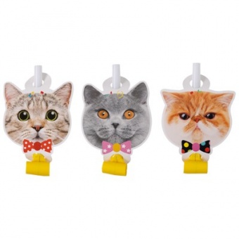 Язык-гудок "Котики фотографичные" 6шт.