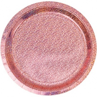 Тарелка 23см. розовое золото/голография