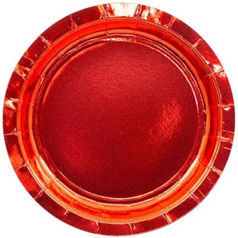 Тарелка 23см.красная/фольга