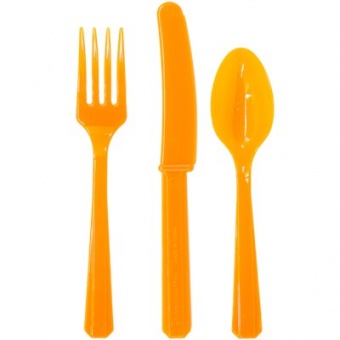 Столовые приборы пластик 24шт (желтый)