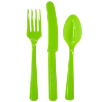 Столовые приборы пластик 24шт (св. зеленый)