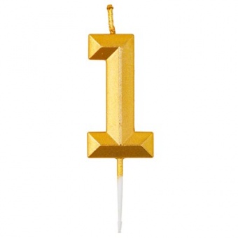 Свеча -цифра "1" Диамант Золото 4,5см