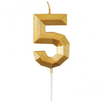 Свеча -цифра "5" Диамант Золото 4,5см