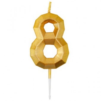 Свеча -цифра "8" Диамант Золото 4,5см