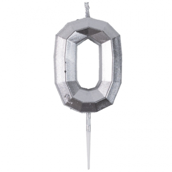 Свеча -цифра "0" Диамант Серебро 4,5см