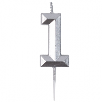 Свеча -цифра "1" Диамант Серебро 4,5см
