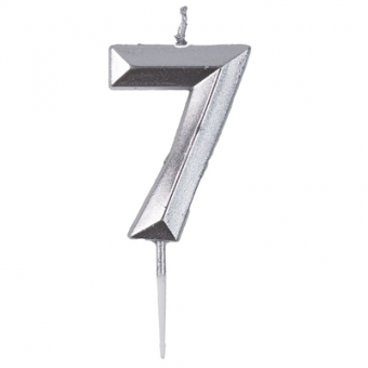 Свеча -цифра "7" Диамант Серебро 4,5см