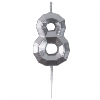 Свеча -цифра "8" Диамант Серебро 4,5см