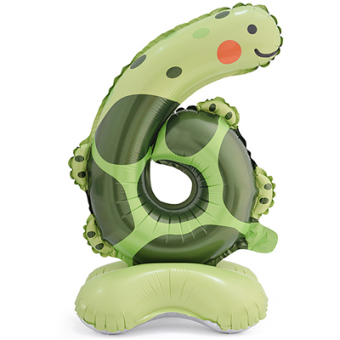 Шар фольга цифра "6" Черепаха на подставке