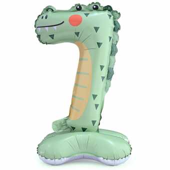 Шар фольга цифра "7" Крокодил на подставке
