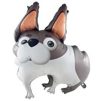 Шар фольга фигура "Собака ушастая бульдог"