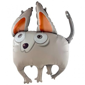 Шар фигура фольга "Собака ушастая серая"