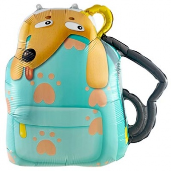 Шар фольга фигура "Собака в рюкзаке"