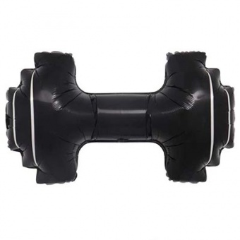 Шар фольга фигура "Гантеля черная"